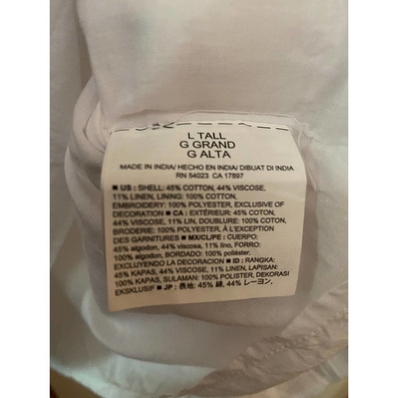 White Old Navy Short Sleeve Cocoon Dress Navy Embroidery Calla Lily Large Tall - Picture 12 of 15